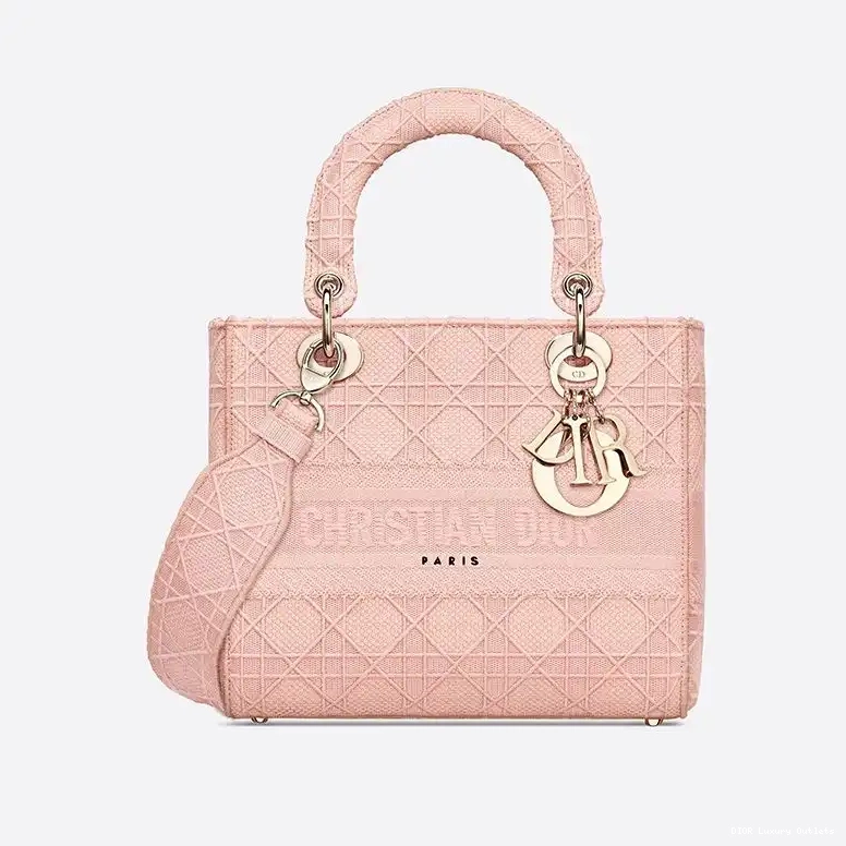 Canvas Lady Cannage Motif D-lite Medium Bag Pink 0626 Luxury